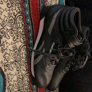 Classic Reebok high tops black and black glitter